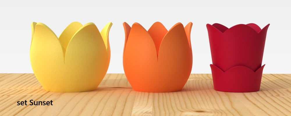 Set of 3 TULIPANO vases - stackable and modular