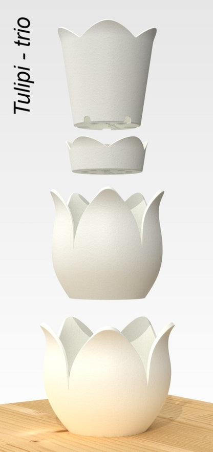 Set of 3 TULIPANO vases - stackable and modular