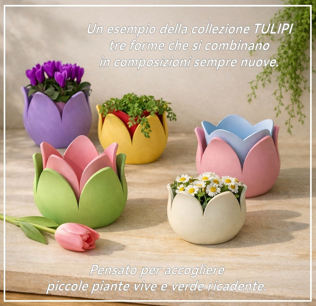 Set of 3 TULIPANO vases - stackable and modular